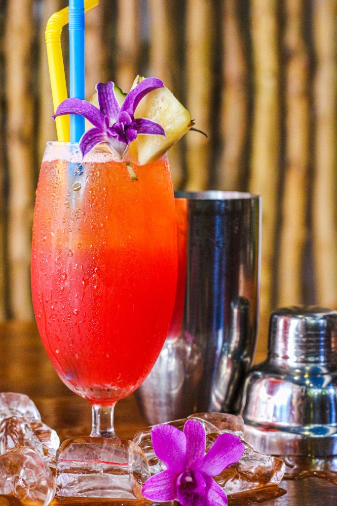 A glass of tropical fruit drink